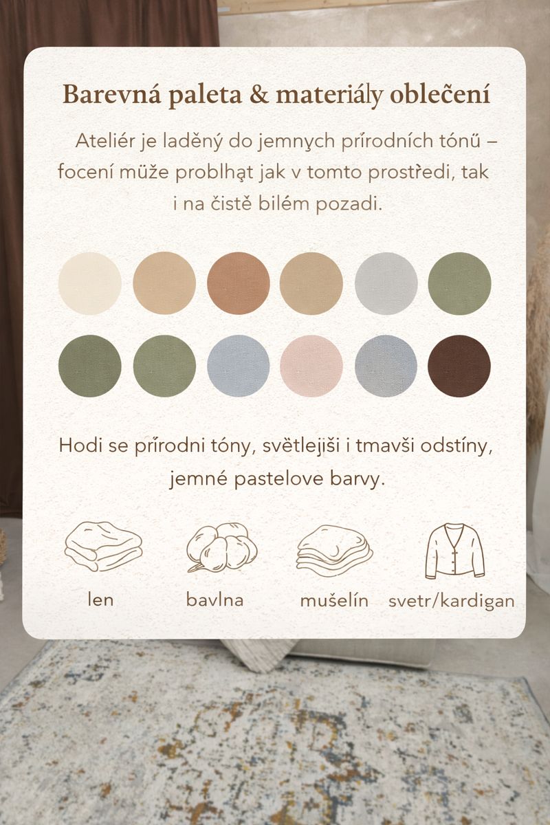 doporučená barevná paletka, oblečení ateliér